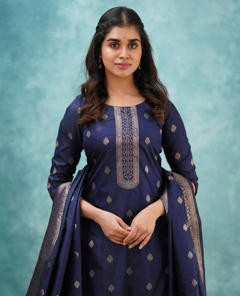 New Premium Women Silk  Kurta Pant Dupatta Set