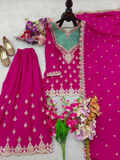 New Designer Party Sharara Suit & Dupatta Set