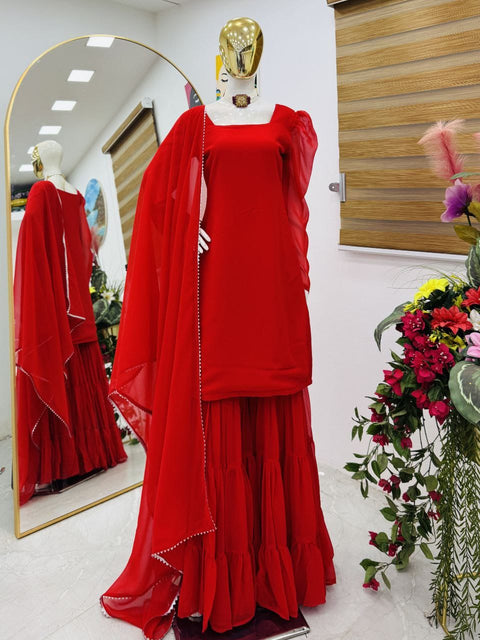 New Designer Party Top Pallazo & Dupatta Set