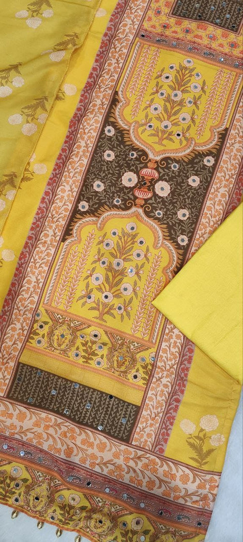 New Beautiful maslin with original MIRROR workstraight-cut Kurti