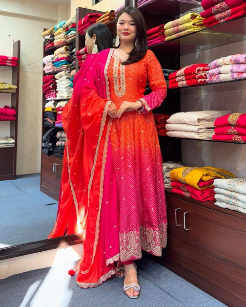 New Luxurious Feel Exclusive Chinon fabric kurta and dupatta
