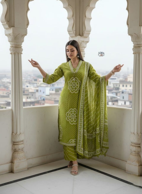 NEW ARRIVAL EXCLUSIVE FASTIVAL COTTON KURTI SET