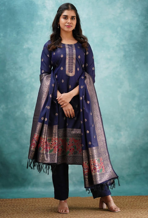New Premium Women Silk  Kurta Pant Dupatta Set