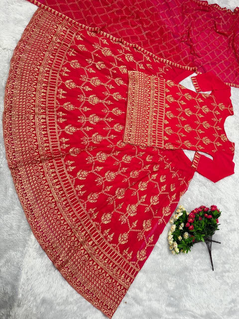 New DESIGNER WEAR HEAVY CHINE STITCH WORK TOP LEHENGAS WITH DUPATTA