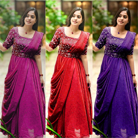 NEWLY LAUNCHED GOWN WITH ATTACHED DUPATTA & BELT