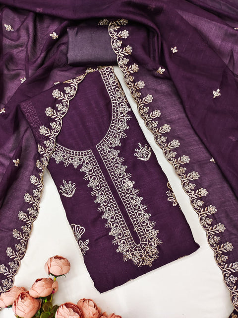 New BEST QUALITY VICHITRA SILK EMBRUDERY WORK Dress