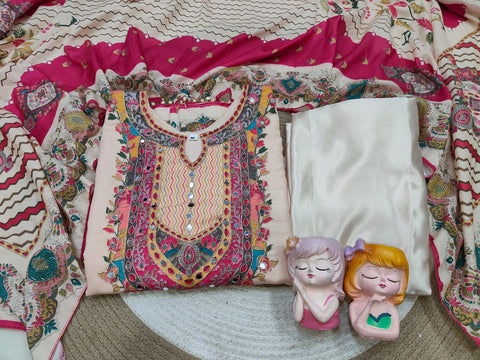 New Premium Muslin  Embroidered Suit Set