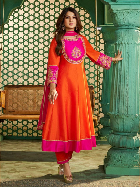 New Premium Chanderi Cotton with inner Kurti with Duppata