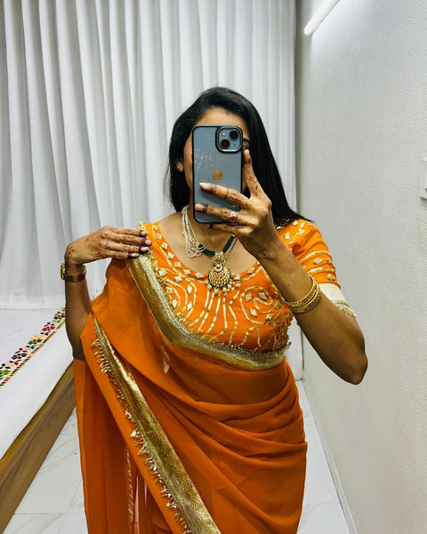 New Premium LaunchOriginal Hand Charkhi Gotta PattiSaree