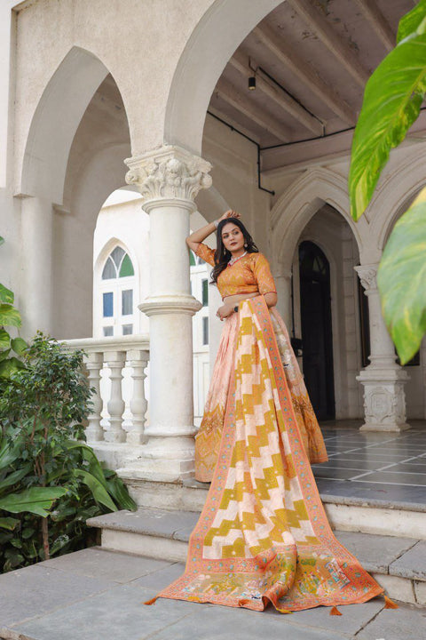 New jecard viscose viscose position print With jecard Touch Up  lehenga