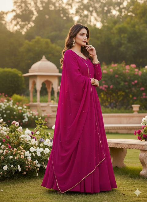 New Beautiful Handwork PINK HANDWORK ANARKALI dress