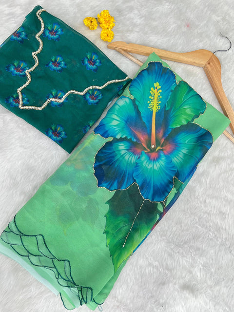 New Beautiful handcrafted Soft pure Georgette handwork sarees
