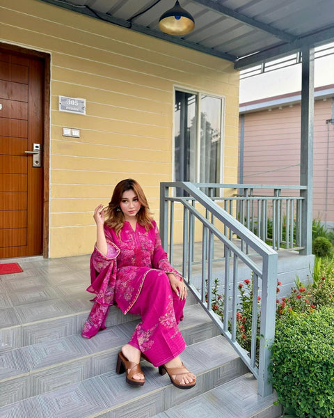 New Designer Collection In Pure Faux Georgette Top-Bottom And Dupatta Set