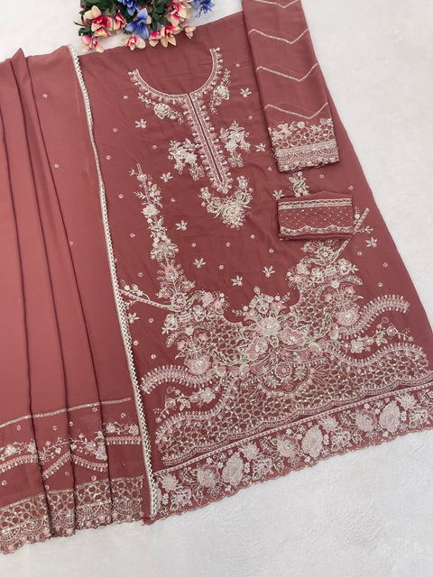 New beautiful Multi Thread & Jari WithSequence Embroidery Stich Khatli Work dress