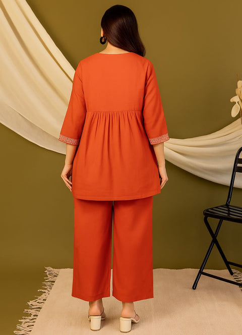 New Premium Orange Sparrow Women’s Ethnic Co-Ord Set