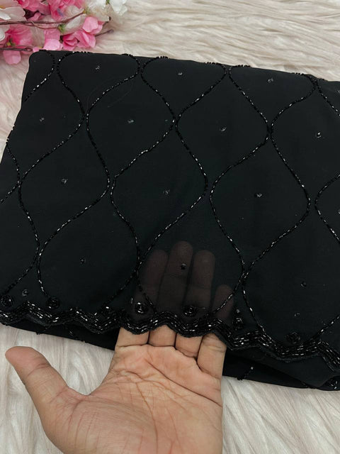 New Premium Fox Gorggte Saree With Beautiful Khatli Cut Dana Handwork Saree