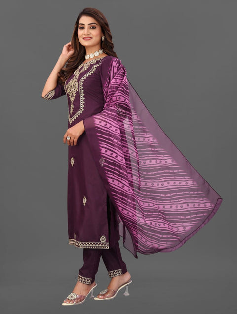 New premium Cotton Blend Fully Stiched Kurta and Pant & Dupatta Set