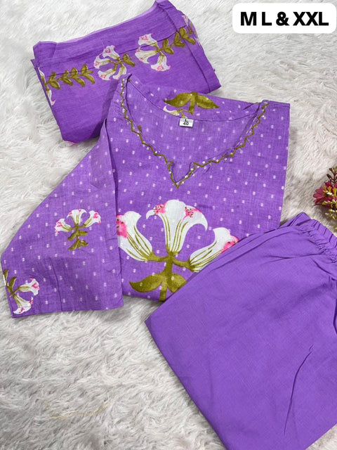 New beautifully floral printed Cotton kurta with subtle hand embroidery