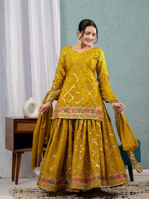 New Designer Party Wear Look Top , Sharara Plazzo  and Dupatta