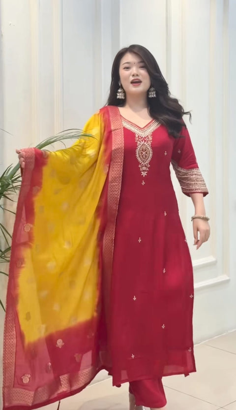 New premium kanjivaram Silk  dupatta silk kurta with pant