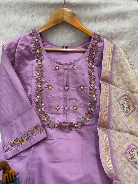 New Multi Embroidery Thread With Hand Work Kurti