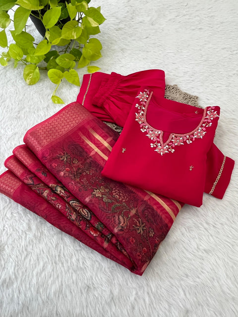 New Designers Kurti Pent Dupatta 3 pic Set