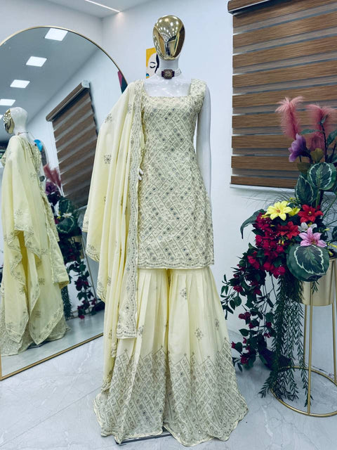 New Designer Party Top Pallazo & Dupatta Set