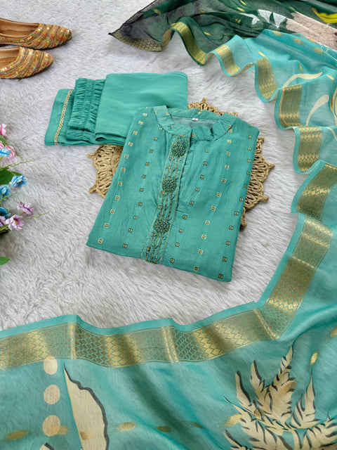 New Designers Kurti Pent Dupatta 3 pic Set