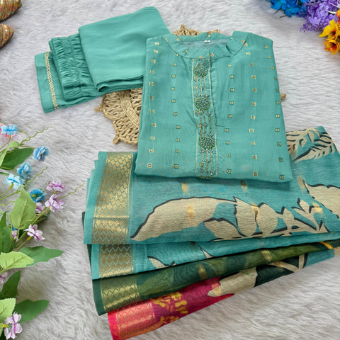 New Designers Kurti Pent Dupatta 3 pic Set