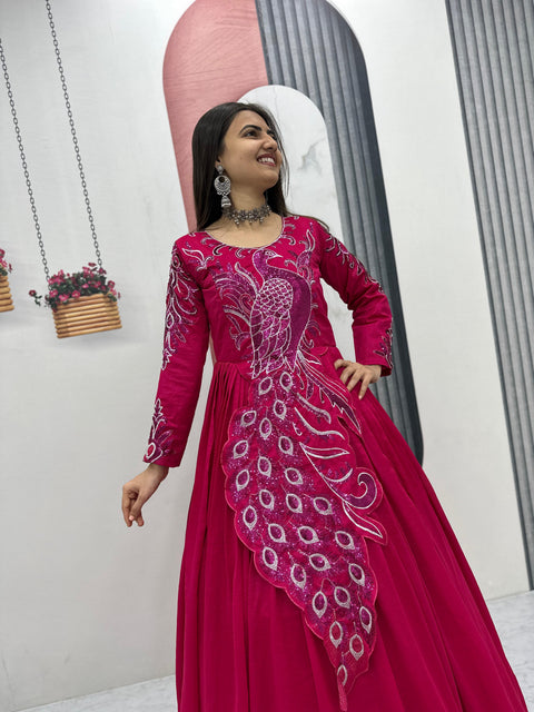 New Heavy Embrodery Sequence Work  Embroidered Gown