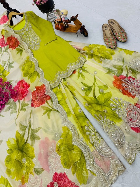 New Designer Party Top Pallazo & Dupatta Set