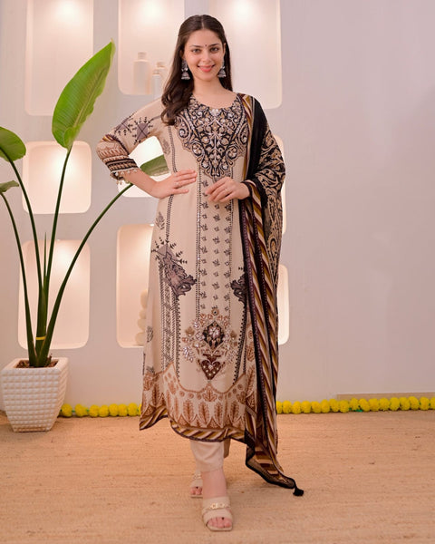 New Arrival Premium Pakistani Maslin Suit with Real Mirror Work