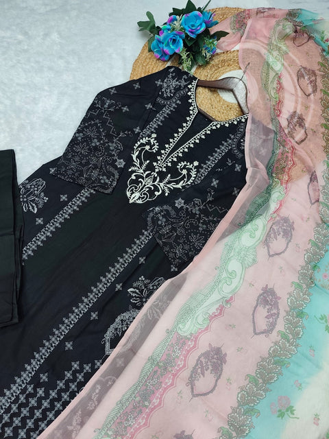 New Premium Heavy Cotton Print With Embroidery Sequence Work Pakistani Prints suits