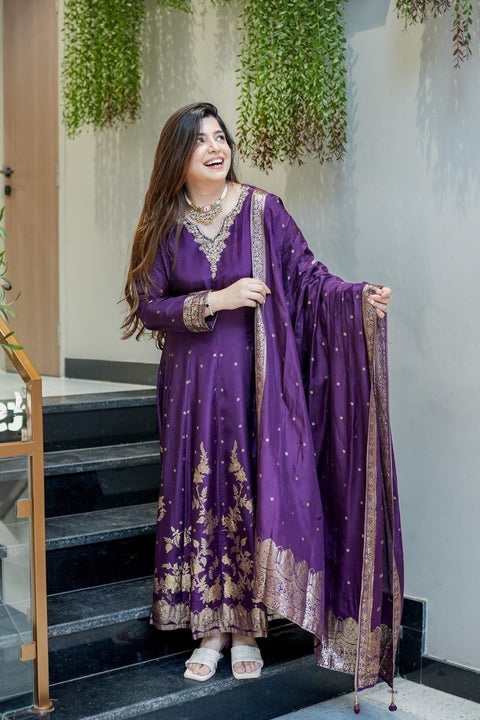 New Premium chanderi base fabricpremium Anarkali suit