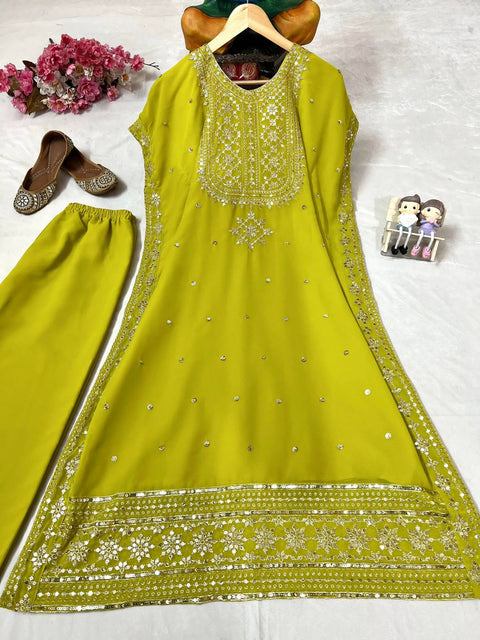 NEWLY LAUNCHED FAUX GEORGETTE KUFTAN-PANT SET