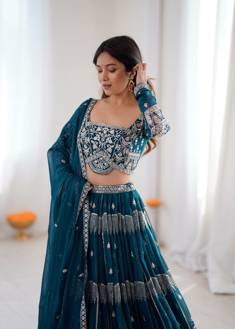 New LaunchBeautiful Thread Embroidery with SequinReal ModelingLEHENGA
