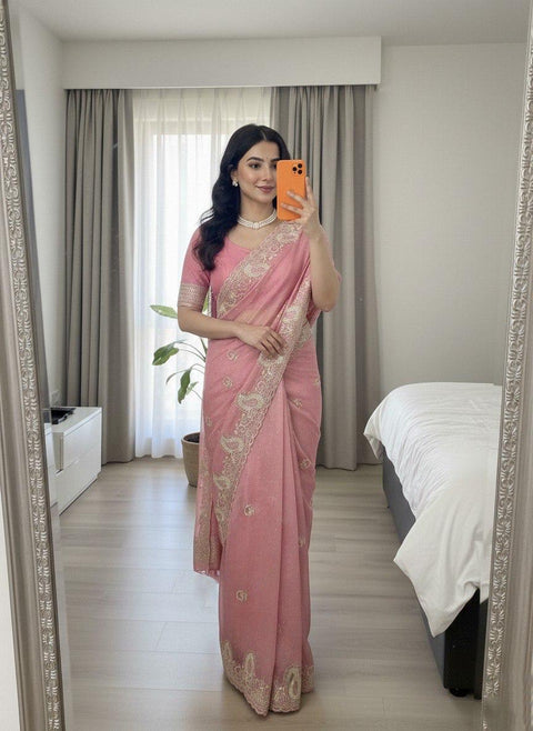 New Launch Party Wear Soft  Fendy Satin silk Saree