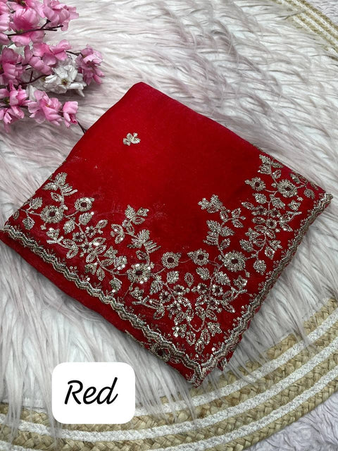 New sequence  coding embroidery work with  Sequence Butti in  Body Parts saree
