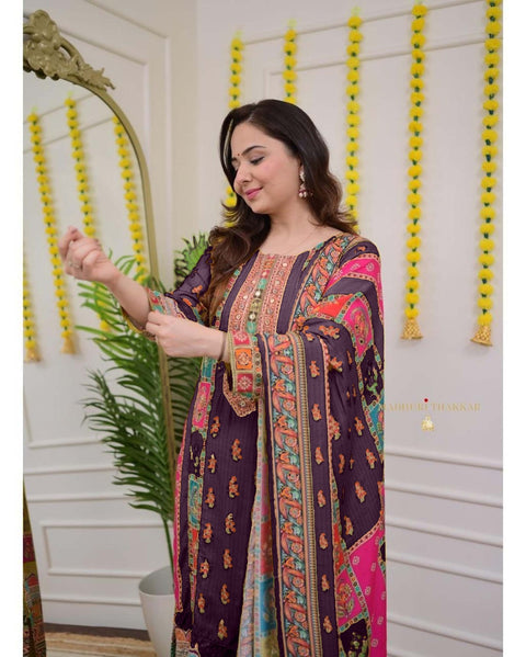 NEW LAUNCHING digital printssequin embroidery and lace detailings Pakistani Suit