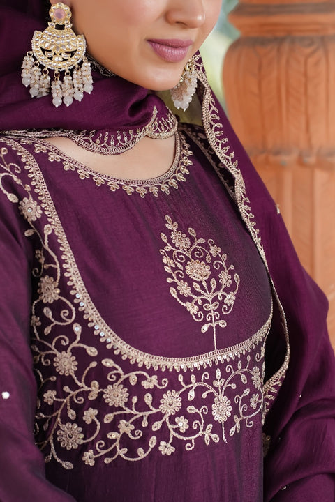 New Designer Embroidered Anarkali and Pant with Dupatta Set