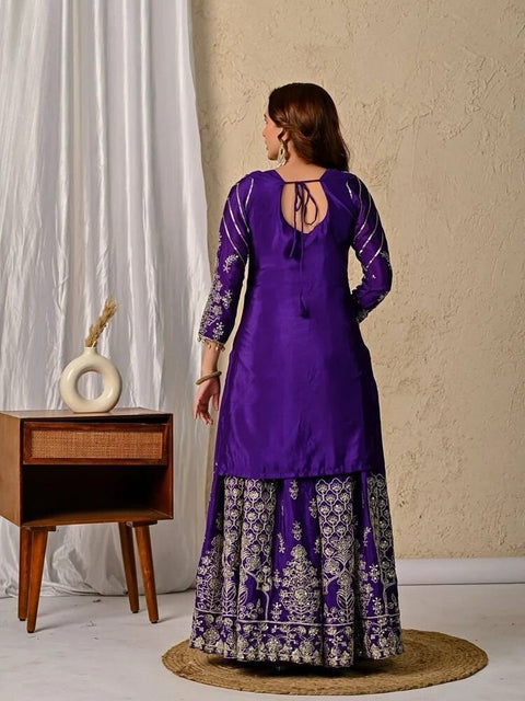 New Premium chinon Silk thread with Sequnce with Fourside lace broder  Dress