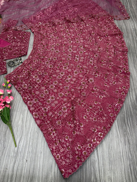 New Premium Chinon Silk Embellished With Heavy Thread Embroidery ,Glitter Dori And Heavy Sequins Work Lehenga