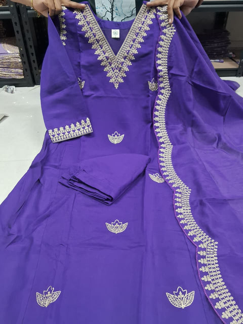 New Premium Chanderi Cotton kurti pant dupatta set