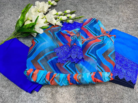 New Attractive Party Wear chiffon with printed Gown