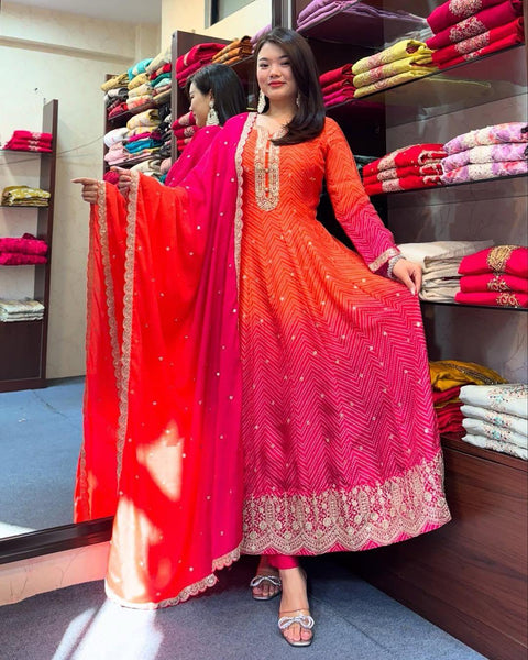New Luxurious Feel Exclusive Chinon fabric kurta and dupatta