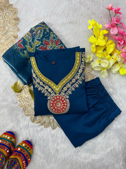 New Designers Kurti Pent Dupatta Set