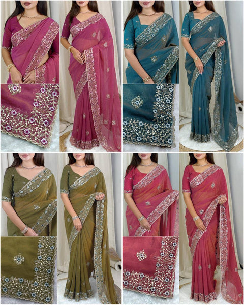 New pure, radiance with this breathtaking designer saree