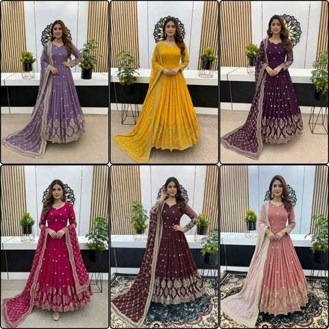 New Beautiful Elegant Embroidered Sequence Designer Anarkali Gown