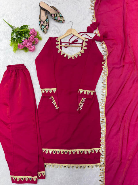 NEW Premium Real Miror Work  FENDY SILK PLAZZO with Duppata