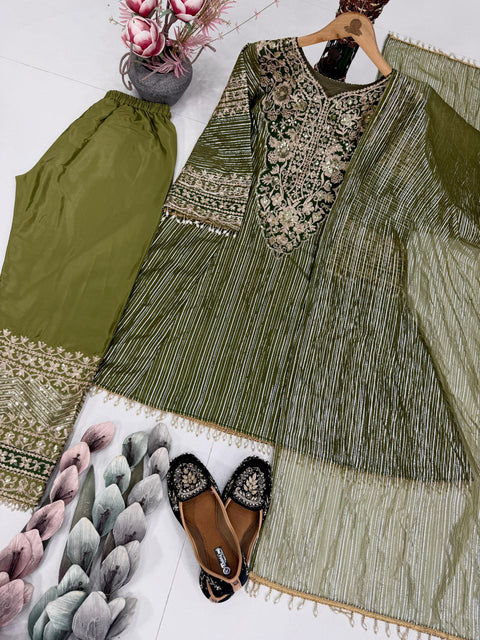 NEW DESIGNER EID SPECIAL HEAVY EMBROIDERY SEQUENCE FANCY PATCH WORK WITH PLAZZO SET